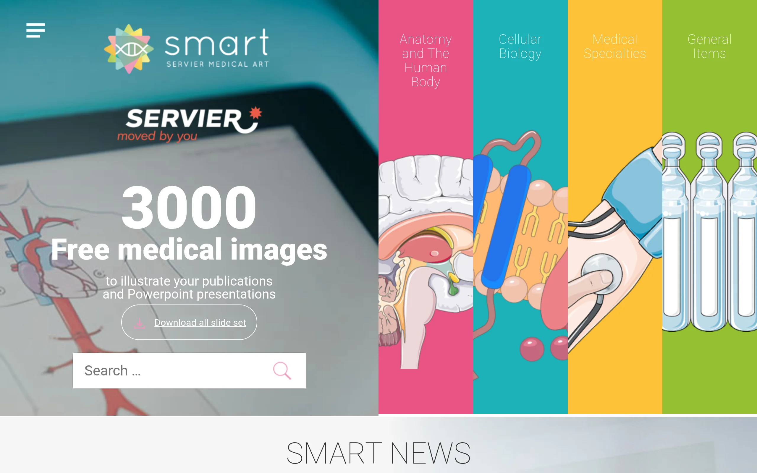 Servier Medical Art官网截图 - 论文写作类医学工具使用界面