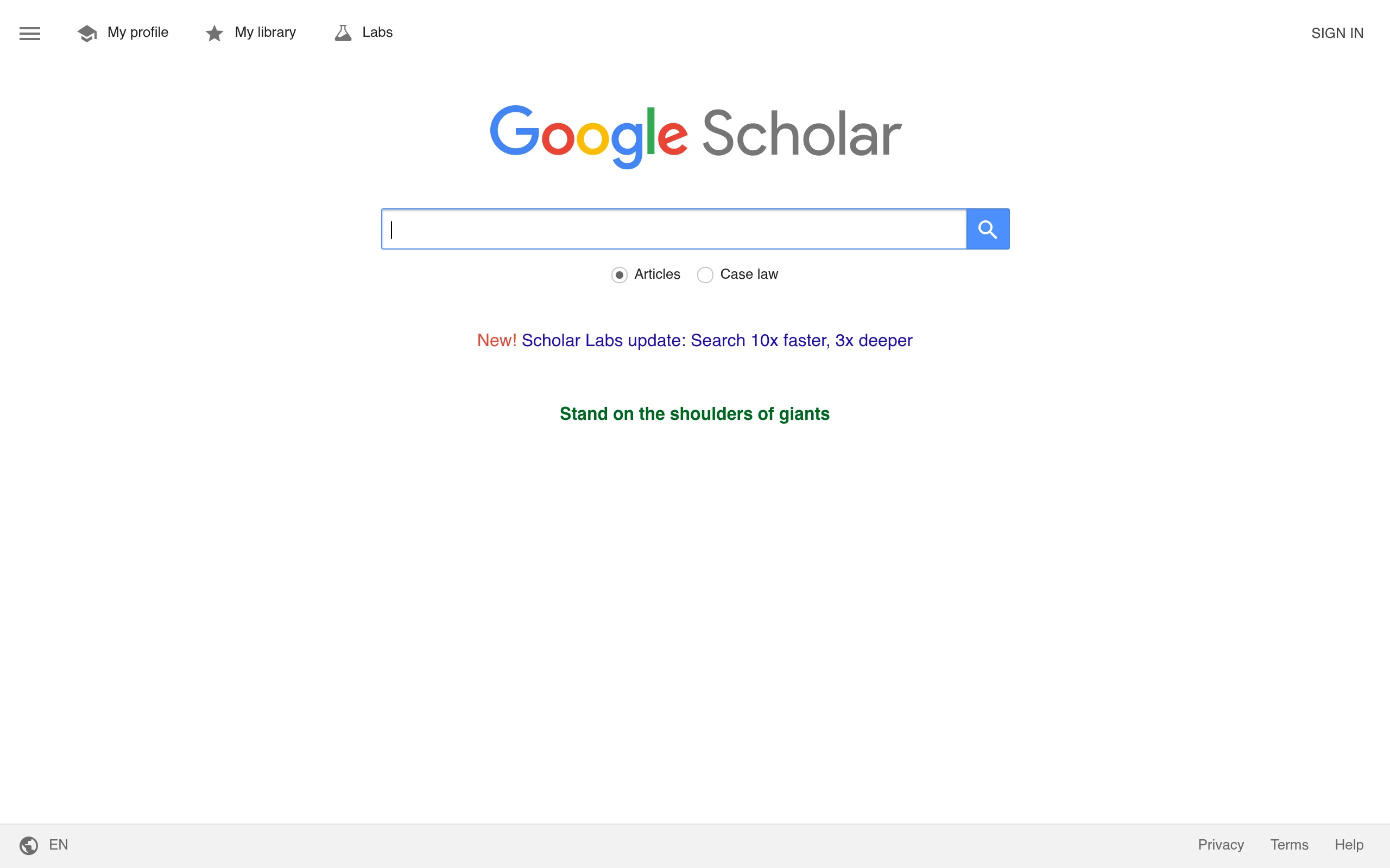 Google Scholar官网截图 - 文献数据库类医学工具使用界面