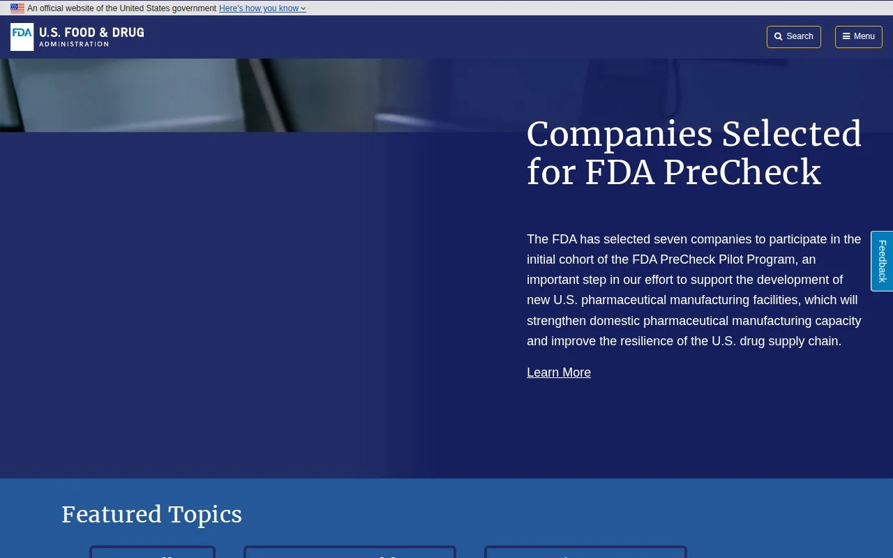 FDA官网截图 - 行业网站类医学工具使用界面