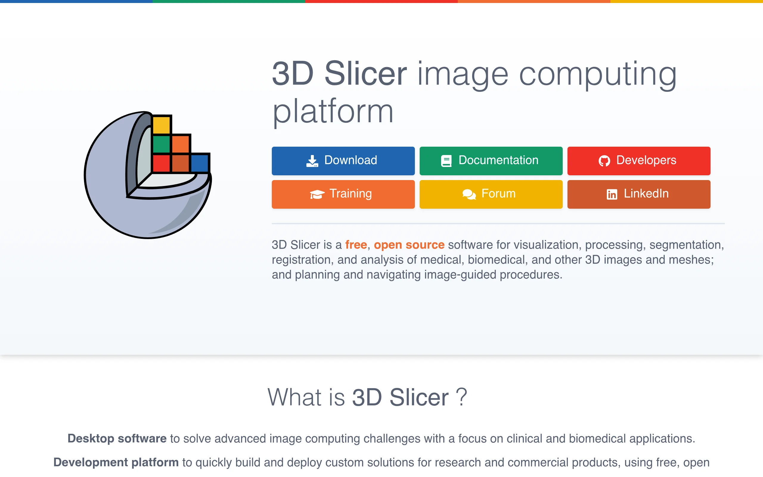 3D Slicer官网截图 - 开源工具类医学工具使用界面