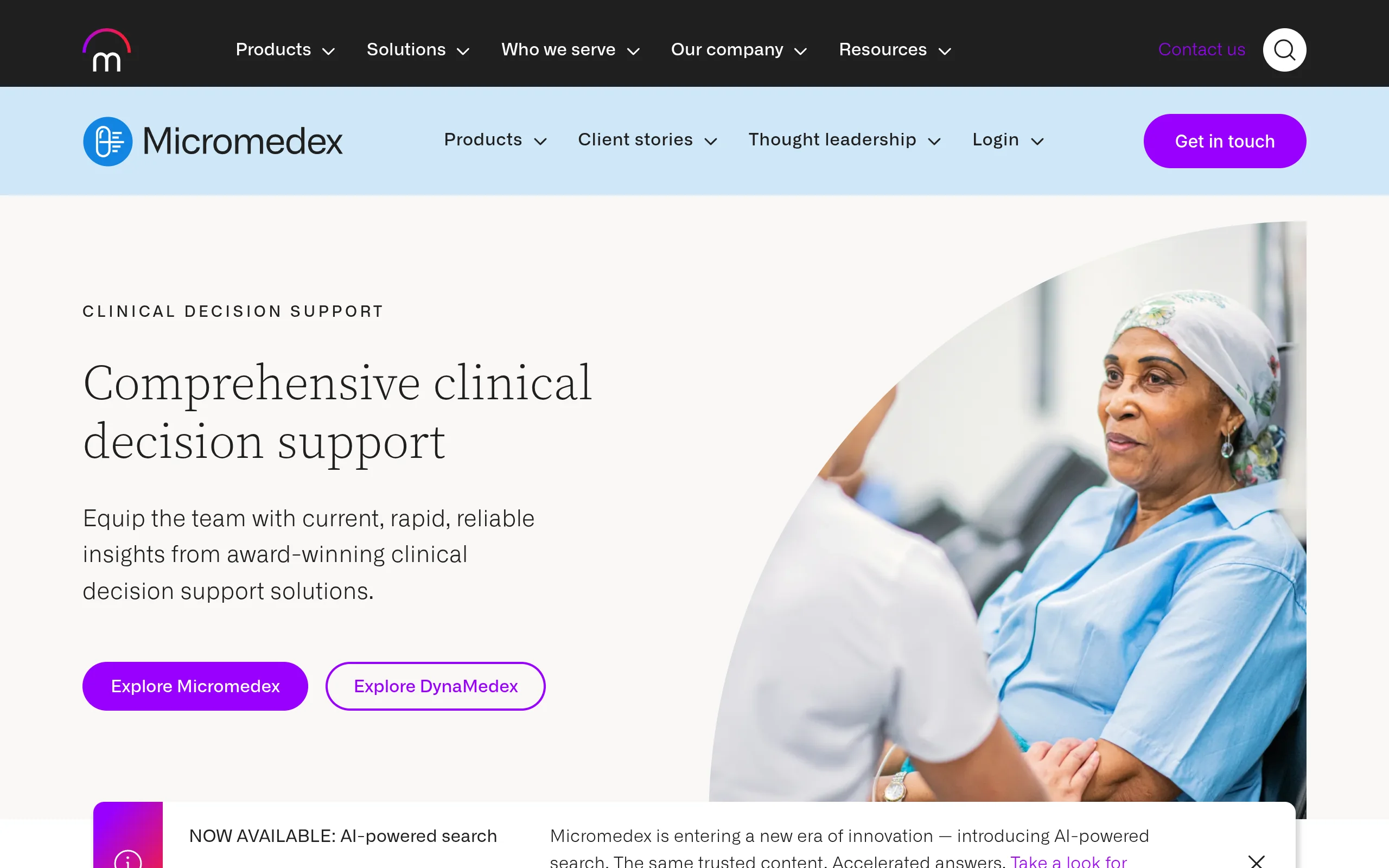 Micromedex官网截图 - AI 工具类医学工具使用界面