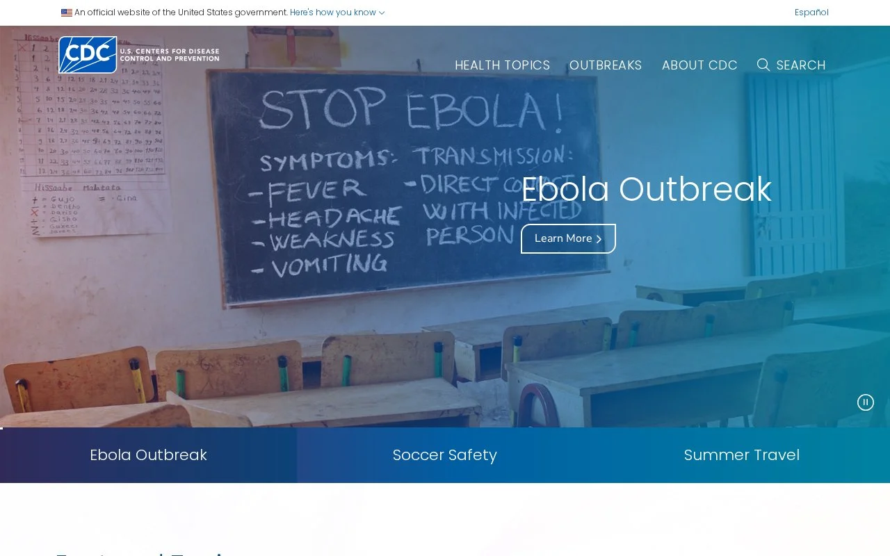CDC官网截图 - 国外站点类医学工具使用界面