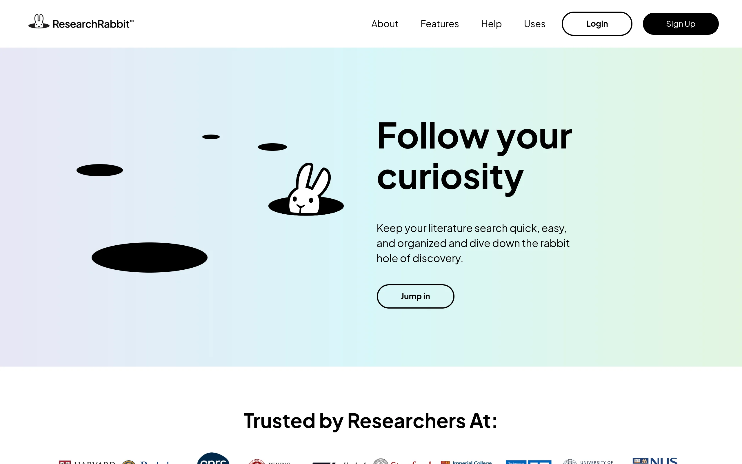 ResearchRabbit官网截图 - AI 工具类医学工具使用界面